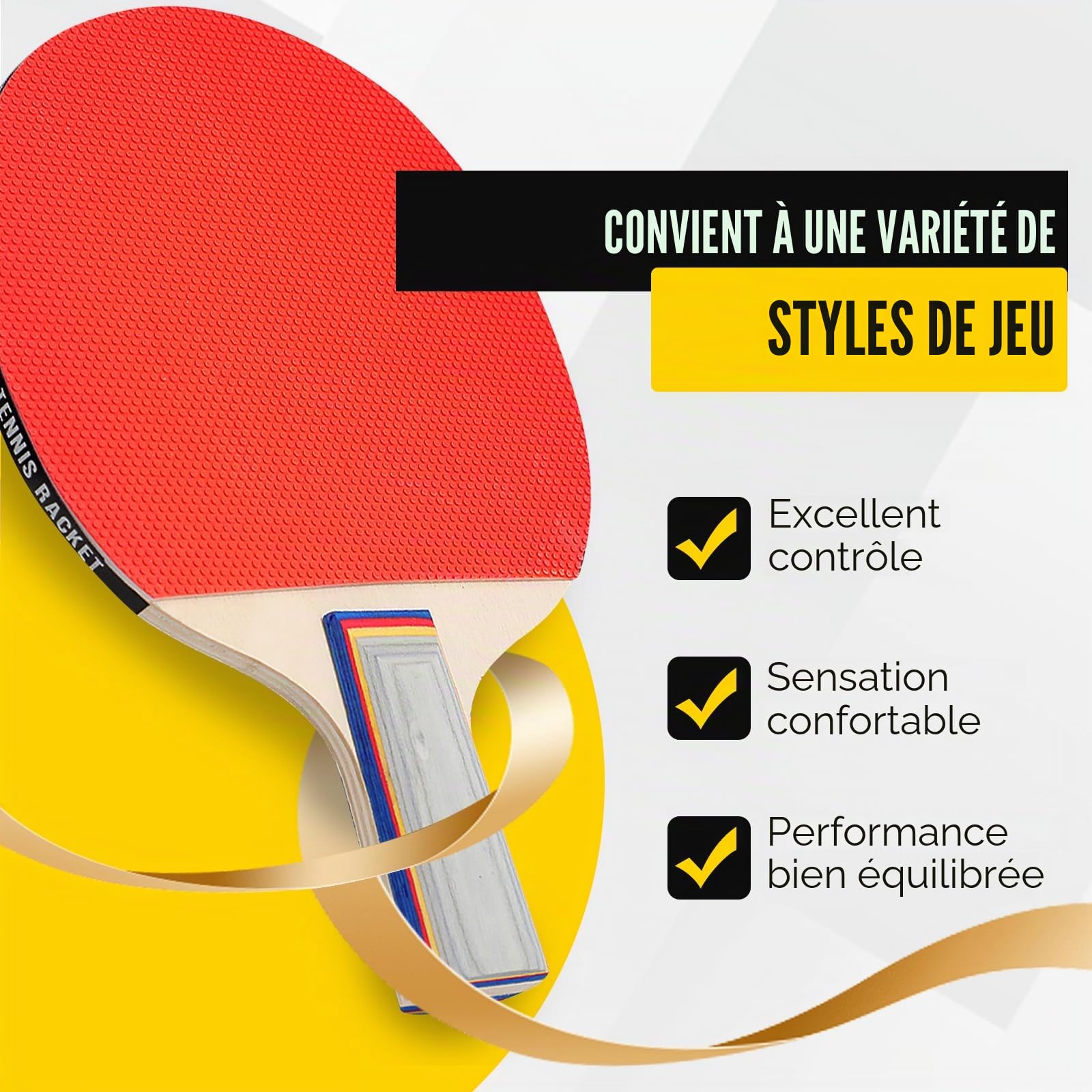 Set de Tennis de Table, Raquettes de Ping-Pong | avec 2 Raquettes, 3 Balles Mate, 1 Sac pour Loisir, Entraînement, Amateurs