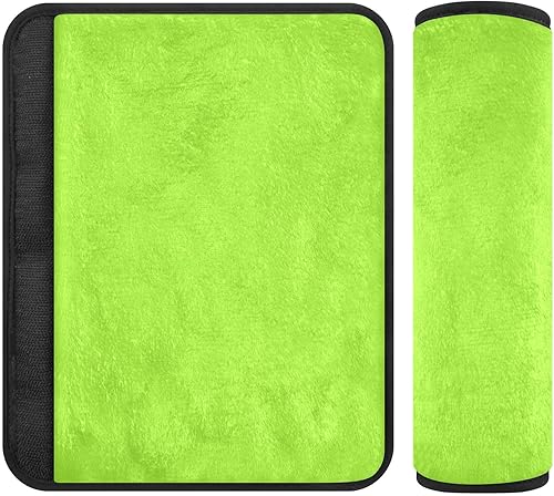 Cojín de cinturón de seguridad de coche amarillo verde súper suave, acolchado de hombro para cinturón de seguridad, almohadilla para cinturón de