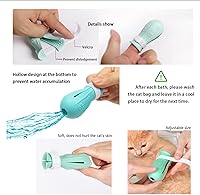 Vista 4 de 7 piezas de suministros de baño para gatos, zapatos de silicona antiarañazos, fundas de garra de gato, bolsa de red de ducha de gato, bolsa de baño