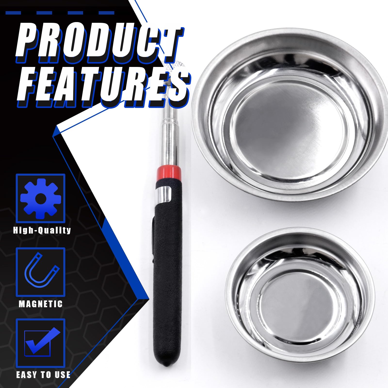 Glarks 4Pcs Magnetic Tool Trays with Magnetic Pickup Tool Set - Image 3