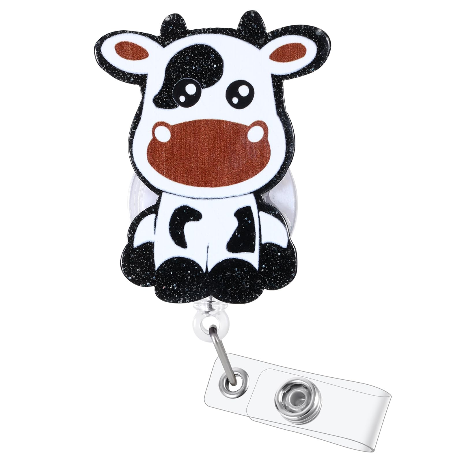 Funny Cow Badge Reel, Cute Pediatric Retractable ID Card Badge Holder, Name Tag Work Badge Clip for NICU ICU RN LPN CNA MA ER Night Shift Nurse