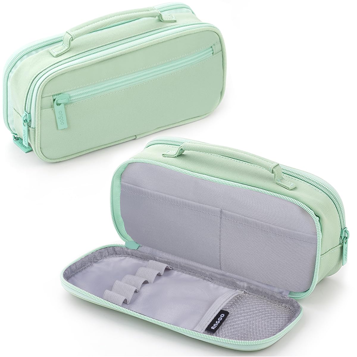 Pencil Case Large Capacity with Compartments Handle, Portable Pencil Case Pouch Pen Bag Stationery Storage Organizer for Girls Boys Women Men Teens School Office College Students (Green)