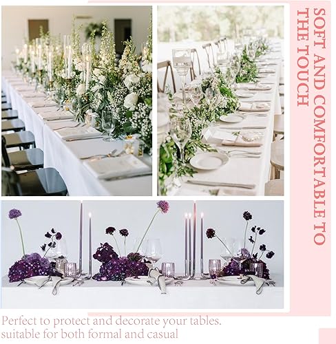 Miniatura 6 de Paquete de 10 manteles rectangulares de 60 x 102 pulgadas, color blanco, de poliéster, resistentes a las arrugas, reutilizables, decorativos,