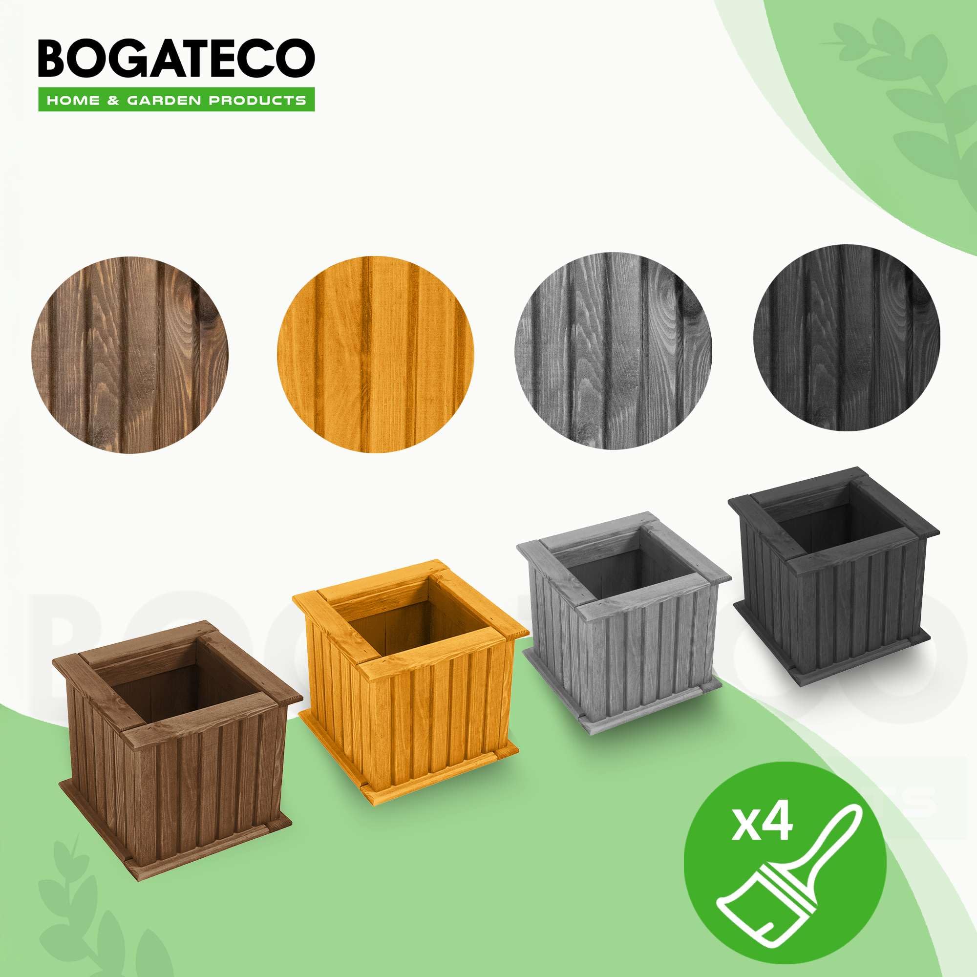 BOGATECO | Jardinière en Bois| Jardinière | 25 x 25 x 25 cm | D'herbes aromatiques, de Fleur pour Jardin, Balcon, terrasse | avec Insert en Plastique | Imprégné | Brun Clair
