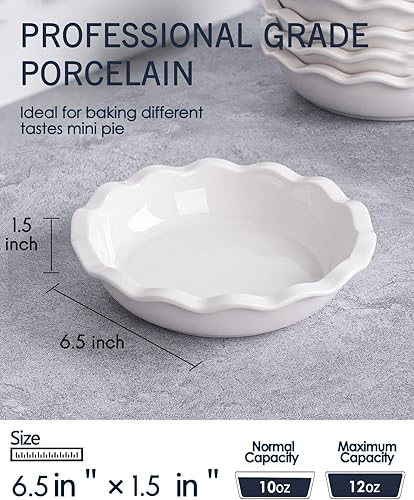 Miniatura 2 de Mini moldes de cerámica para tartas, moldes pequeños individuales de 6.5 pulgadas, moldes para tartas de 12 onzas para hornear pasteles de pollo,