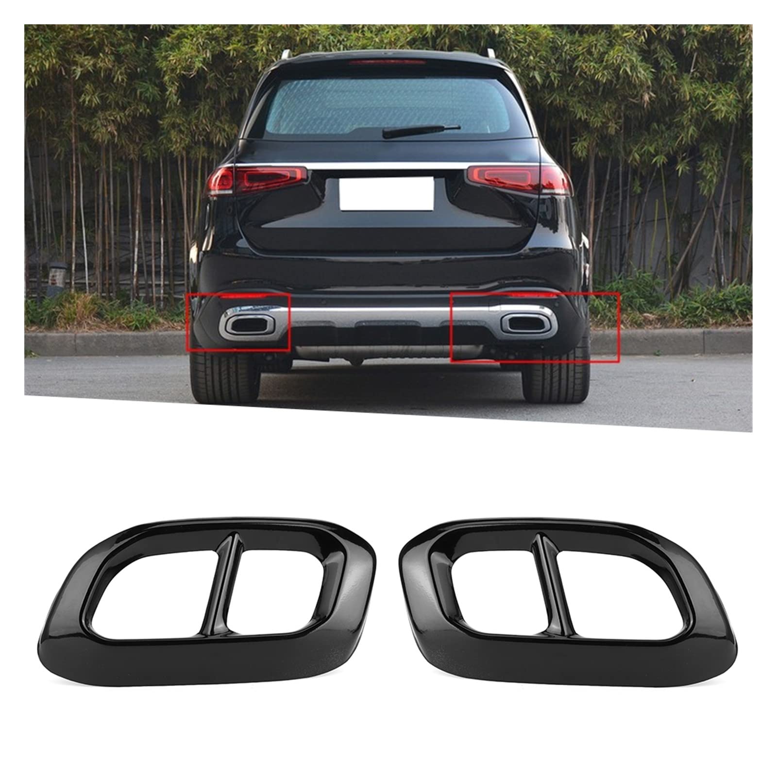 Silenciador Escape Silenciador Escape Acero Inoxidable 2Uds Marco Cubierta Embellecedor Tubo Punta Trasera Apto para Mercedes para Benz GLC GLE GLS W167 X253 X167 2020 Escape Sonido Turbo