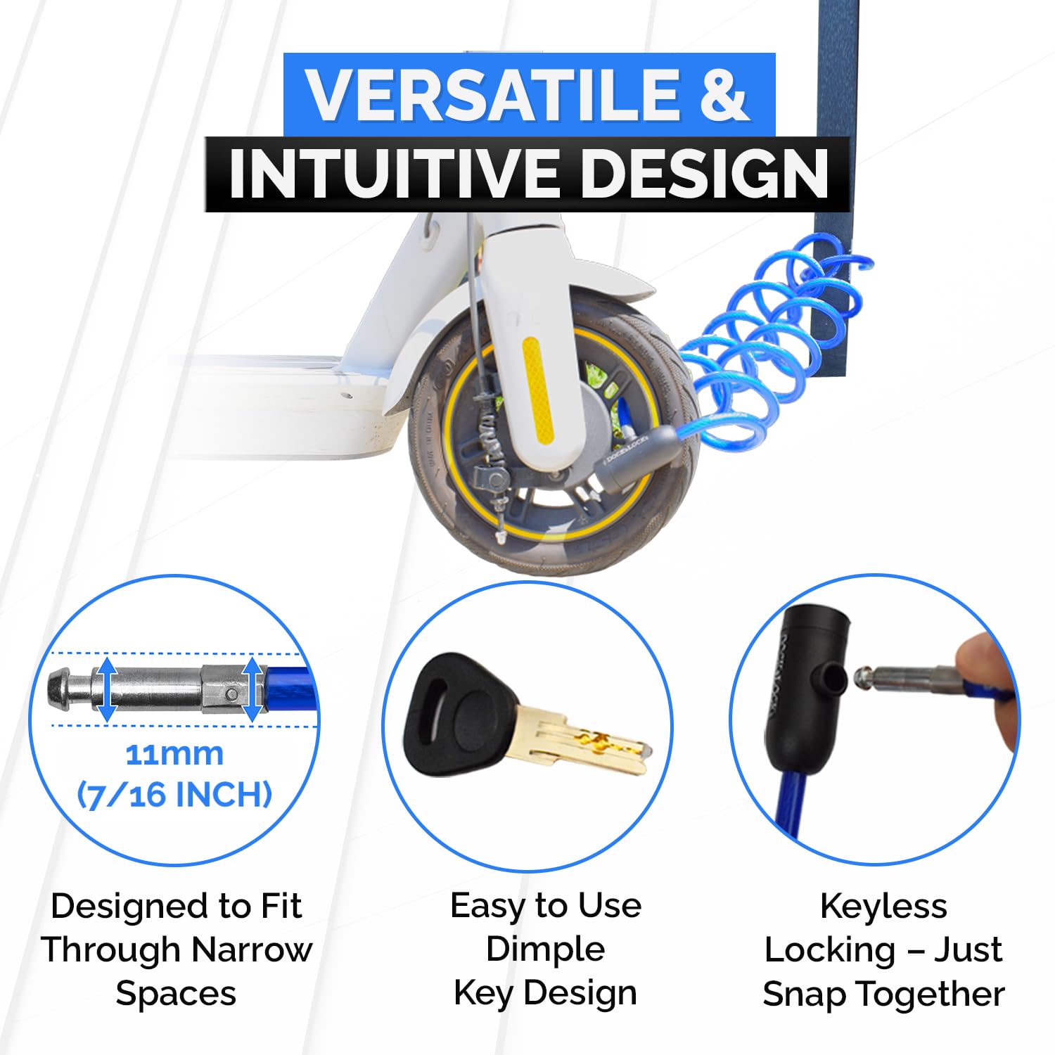 DocksLocks Cable de seguridad en espiral con cerradura de llave, protección antirrobo multiusos resistente a la intemperie para kayak, bicicleta, paddleboard, scooter, equipo, bicicletas y más de 10
