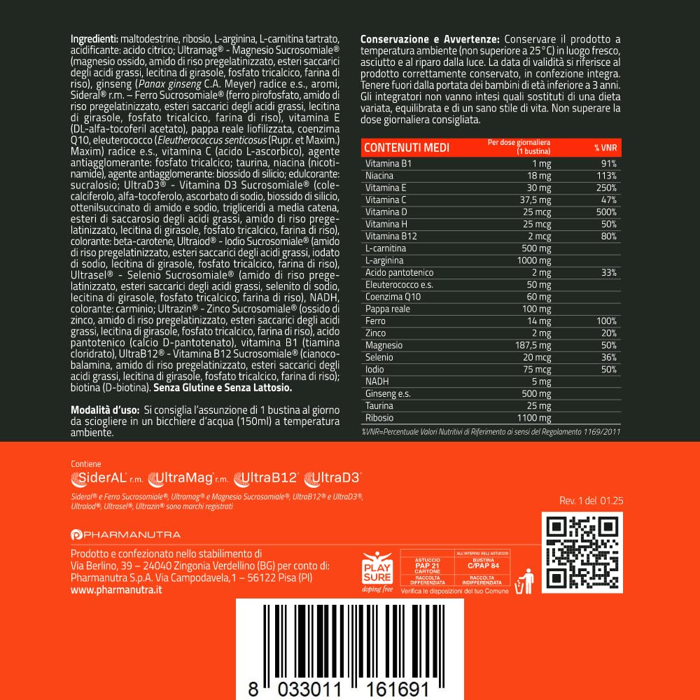 Apportal Boost, Integratore alimentare con Taurina, Ginseng e Vitamina B12, Sostegno mirato al benessere di mente e corpo nei periodi di maggiore impegno, Senza caffeina, 14+14 bustine