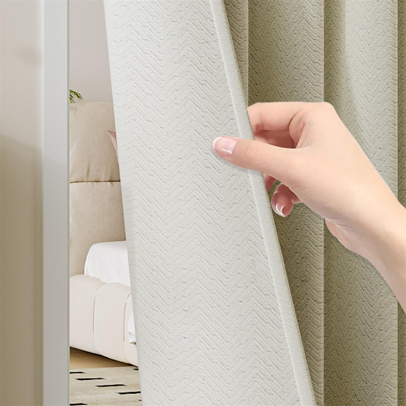 Verdunklungsvorhänge, Türvorhang Blickdichte Tür Vorhang mit Ösen Thermo Kälteschutz Hitzeschutz Schallschutz für Schlafzimmer Wohnzimmer, Creme, H200 x B230 cm
