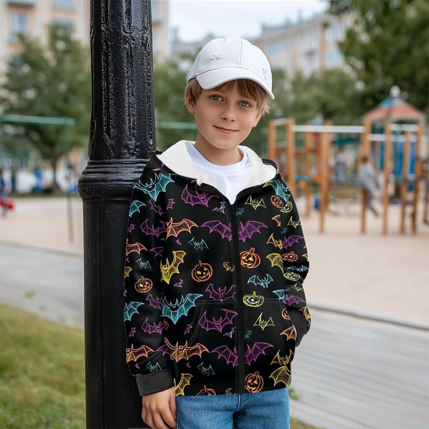 Boys Halloween Sweatshirts Fashion Zip Up Hoodie Size 7-12 Kids Fleece Lined Hoodie with Kangaroo Pocket