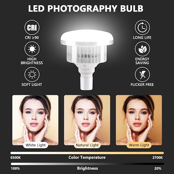 Softbox Lighting Kit, Soft Box Photography Lighting Set with 17in x 17in Softbox, Folding Lighting Tripod, 85W 2700K-6500K LED Bulb, Remote, Studio Lights for Photography, Video Recording