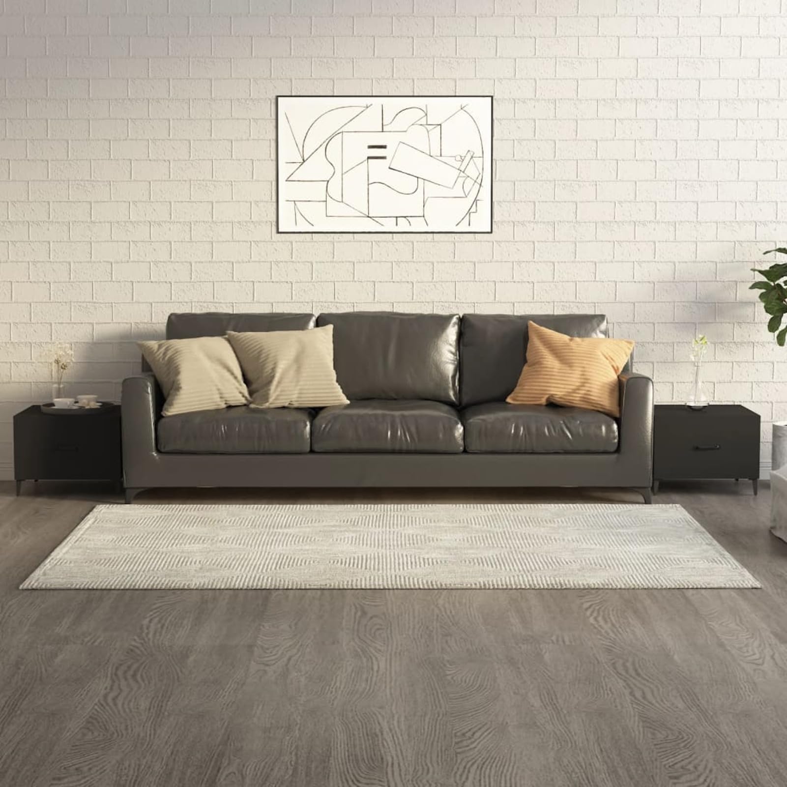 Homgoday Lot de 2 tables basses avec pieds en métal pour salon, salle de réception d'invités, chambre à coucher et mobilier de bureau Noir 50 x 50 x 40 cm