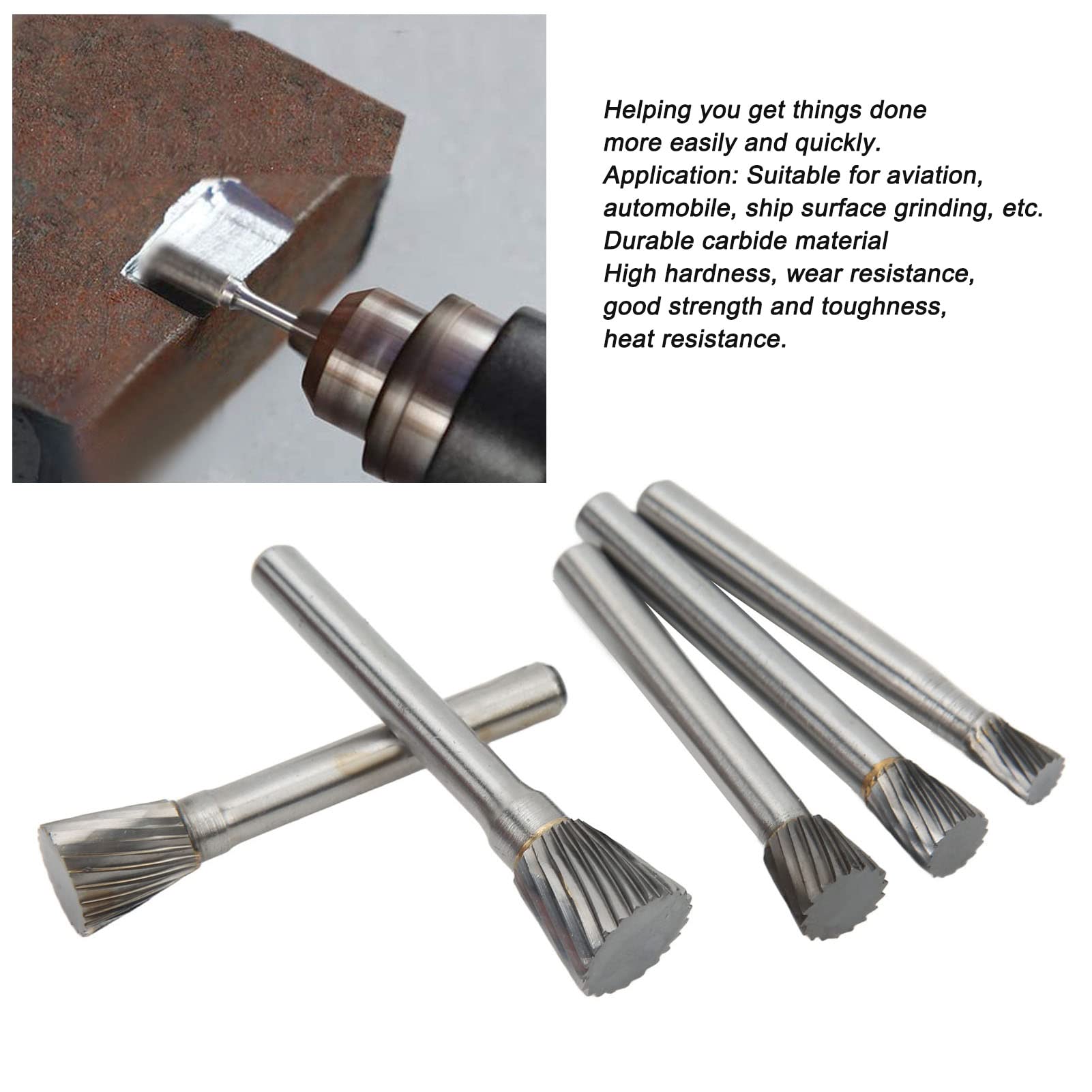 N-Typ-Hartmetall-Frässtift-Set, Einzelschnitt, 6 mm Schaft, Schleif- und Polierfeilen für die Oberflächenreinigung von Flugzeugen, Automobilen, Schiffen