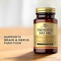 Vista 5 de Solgar Inositol 500 mg - 100 cápsulas vegetales - Apoya la función celular y la salud cerebral - Vegano, sin gluten, sin lácteos, Kosher - 100
