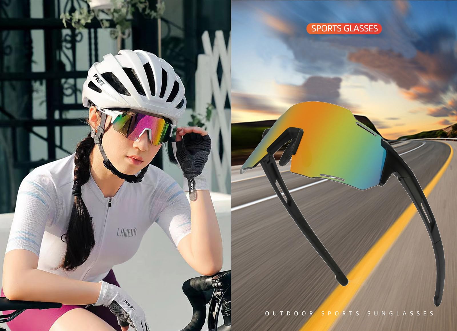 Gafas de ciclismo para hombre y mujer,Gafas de bicicleta resistentes al viento UV 400 para Actividades al aire libre como ciclismo escalada conducción pesca