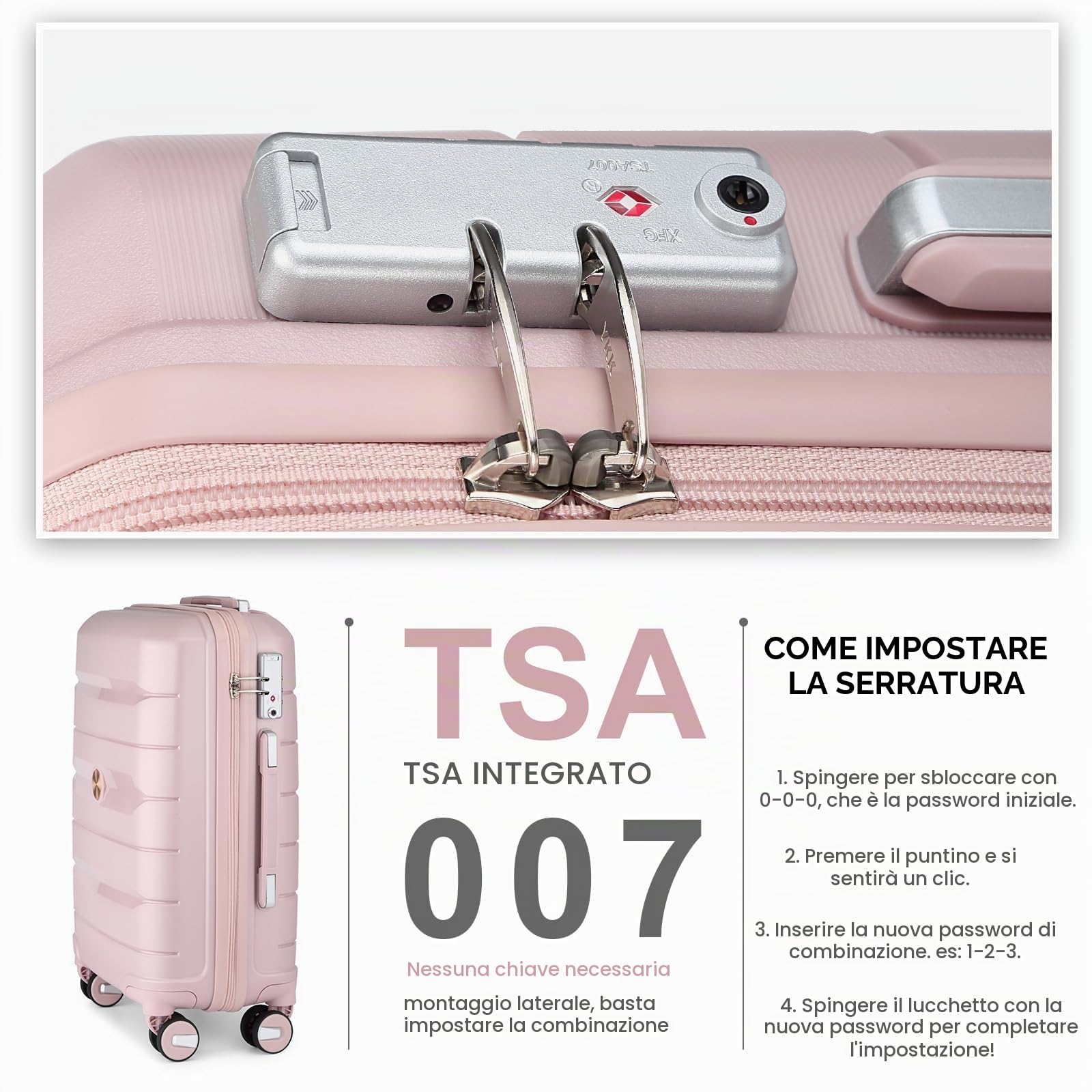 Sea choice Valigia da viaggio Espandibili Bagaglio a mano Cabina Trolley set di valigie trolley con 4 Doppie Ruote a 360° et Chiusura TSA, 55cm