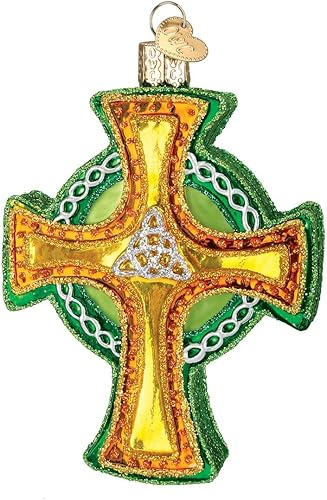 Old World Christmas - Adornos de navidad adornos de vidrio soplado para el árbol de Navidad, cruz de la Trinidad