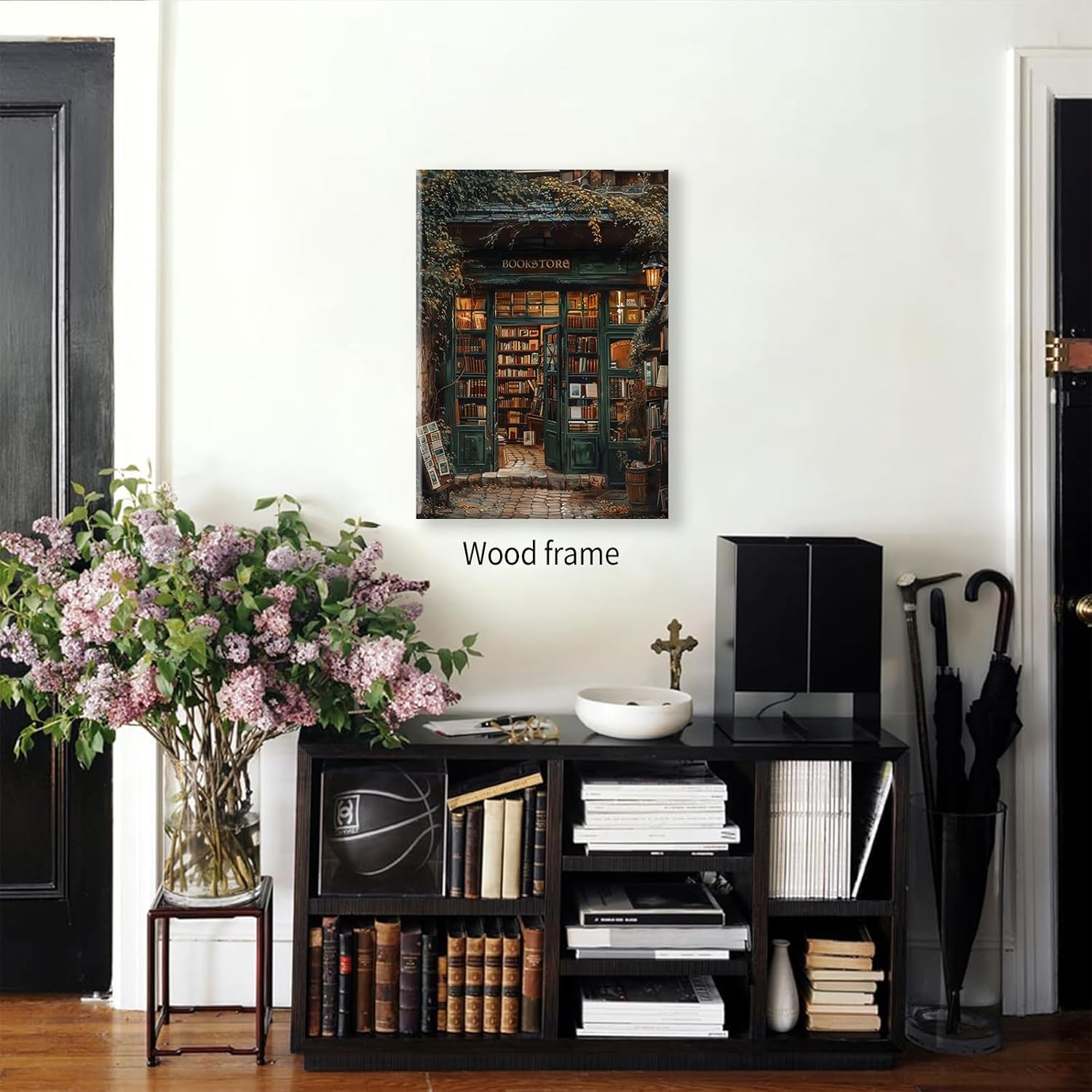 Dark Academia Bookish Poster Moody Bookstore Canvas Wall Art 12x16 inch Framed Vintage Antique Reading Paintings Living Room Library Wall Decor
