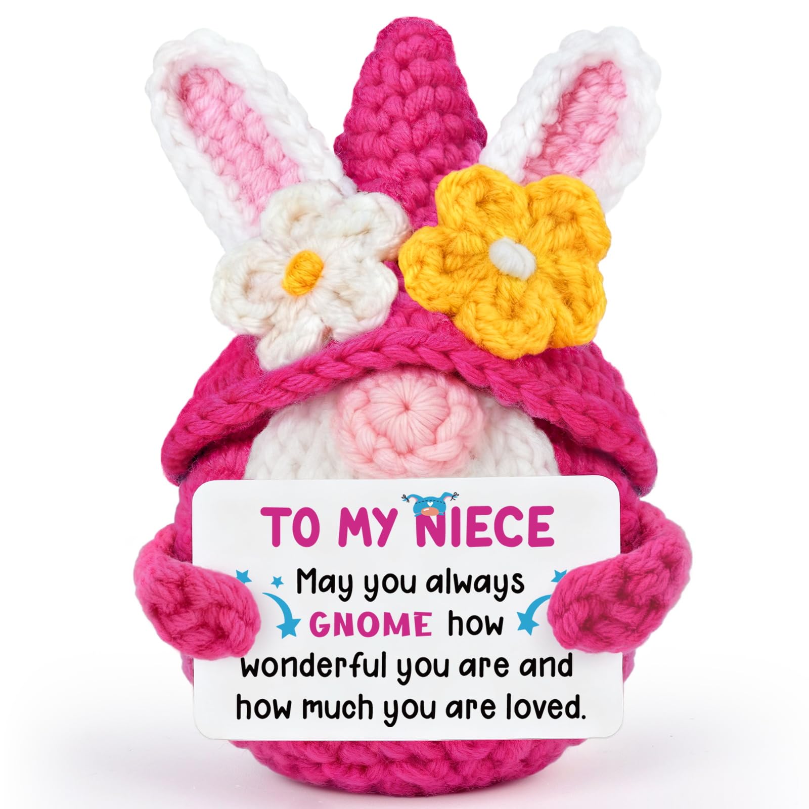 Vetbuosa Niece Gifts, Niece Birthday Gifts, Crochet Bunny Gnome Ornament โ image 1