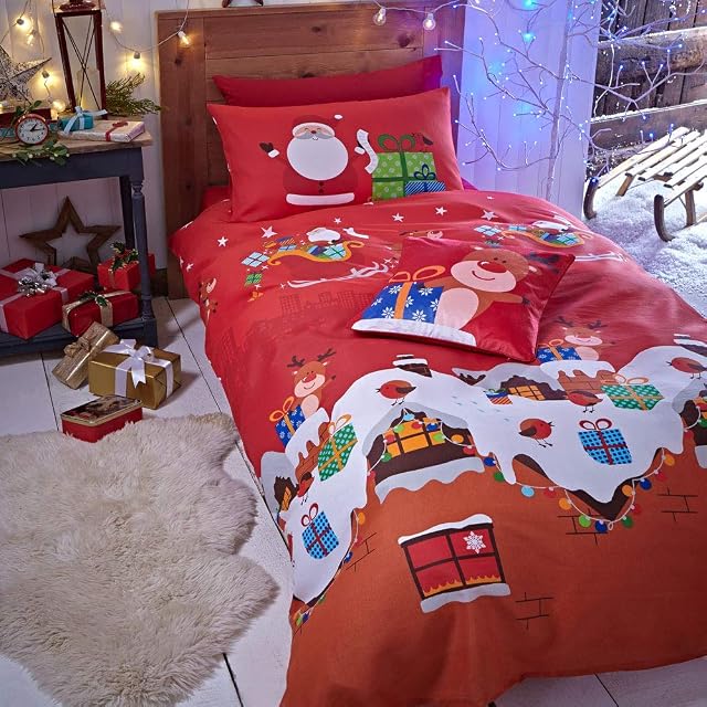 Catherine Lansfield Santa's Christmas Presents Easy Care Junior Duvet Set Multicolour