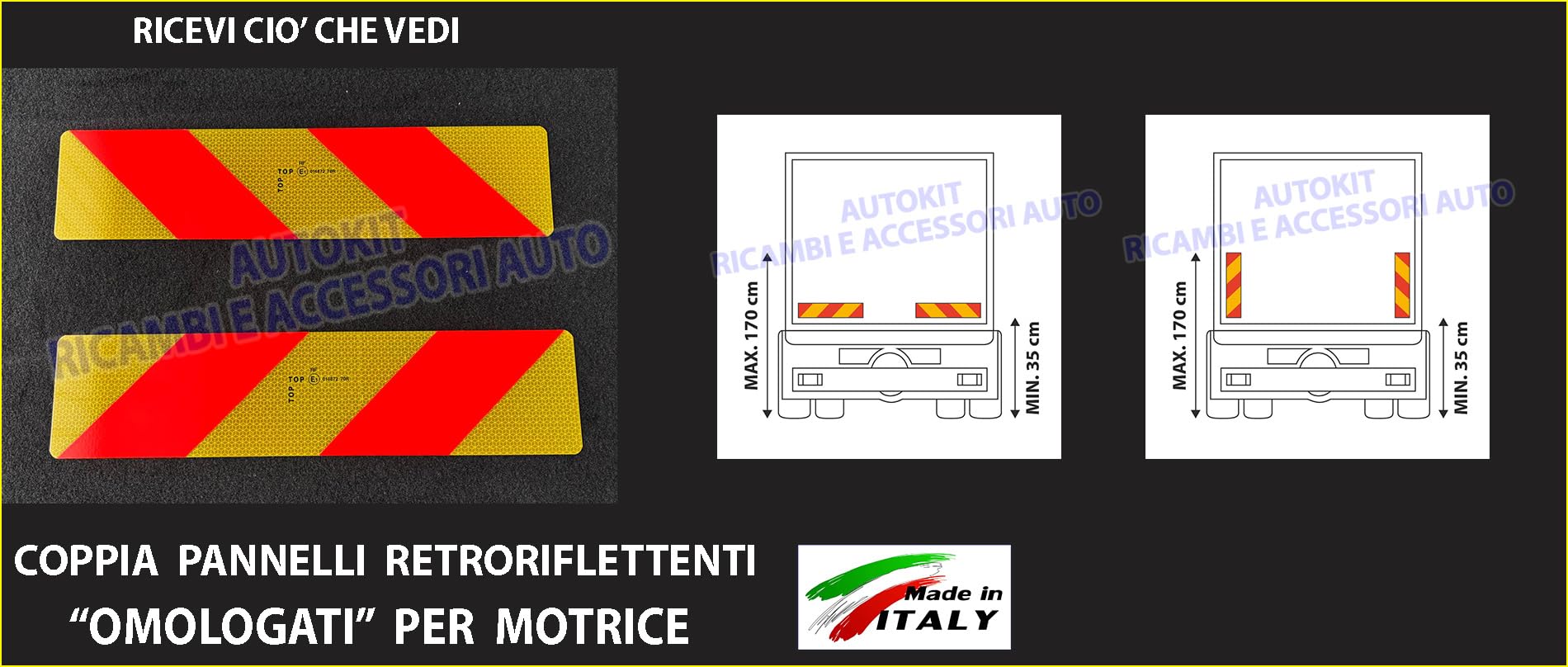 COPPIA PANNELLI RETRORIFLETTENTI PER CAMION AUTOCARRI OMOLOGATI PER MOTRICI SET 2 PZ. - B90160