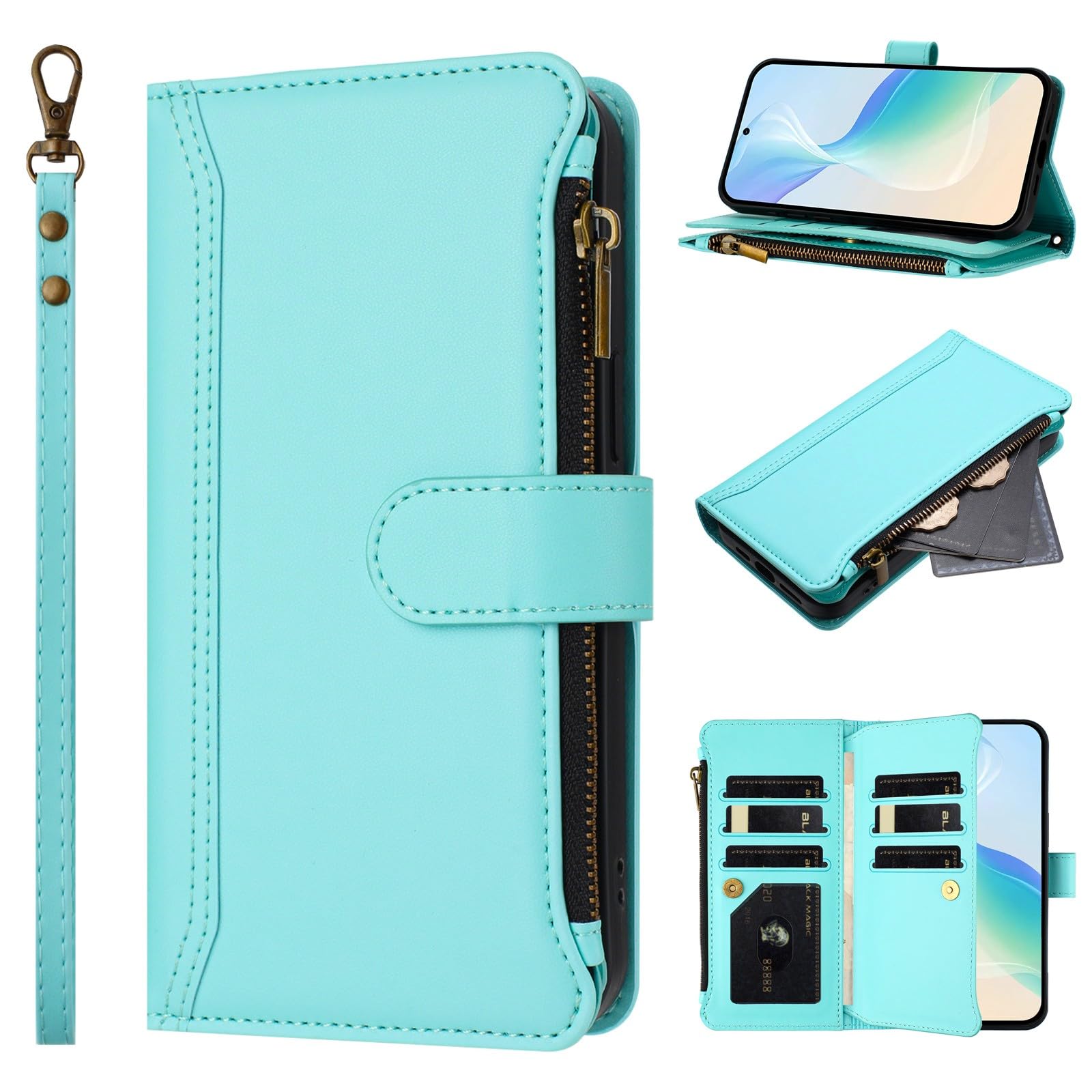 Étui portefeuille Google Pixel 8 Pro anti-rayures couleur menthe - 4