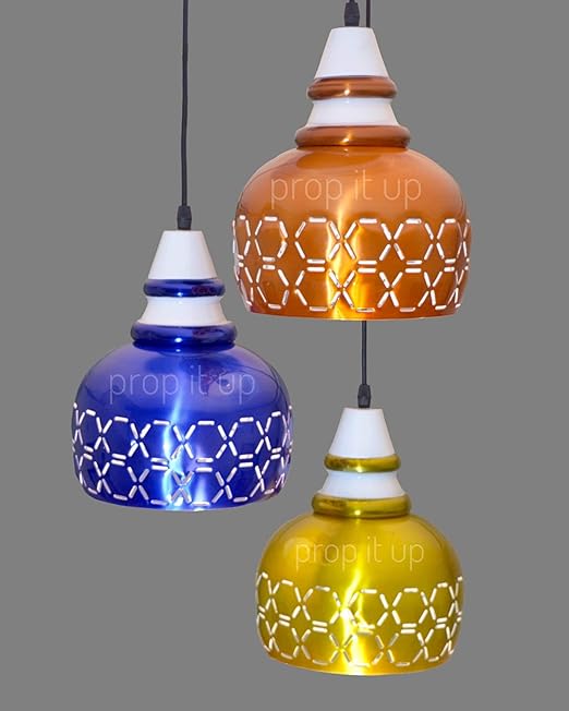 Prop It Up Round Cluster Industrial Finish Metal Shade Hanging Chandelier Pendant Light Fixture (Multicolor, 60W) - 3 Lights
