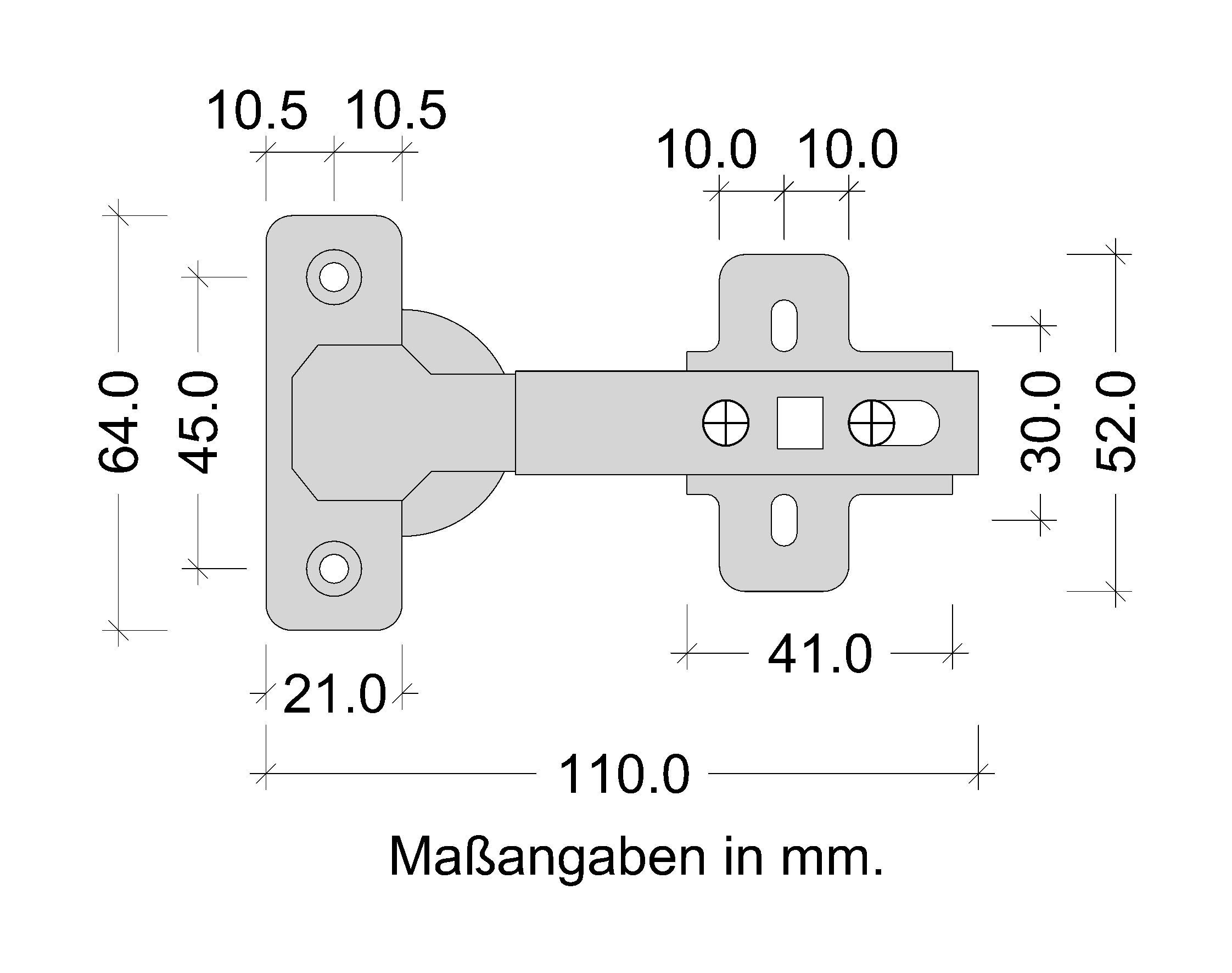 Bisagra de Muebles Küchenscharnier G30 - Metal Niquelado, 30 Stück