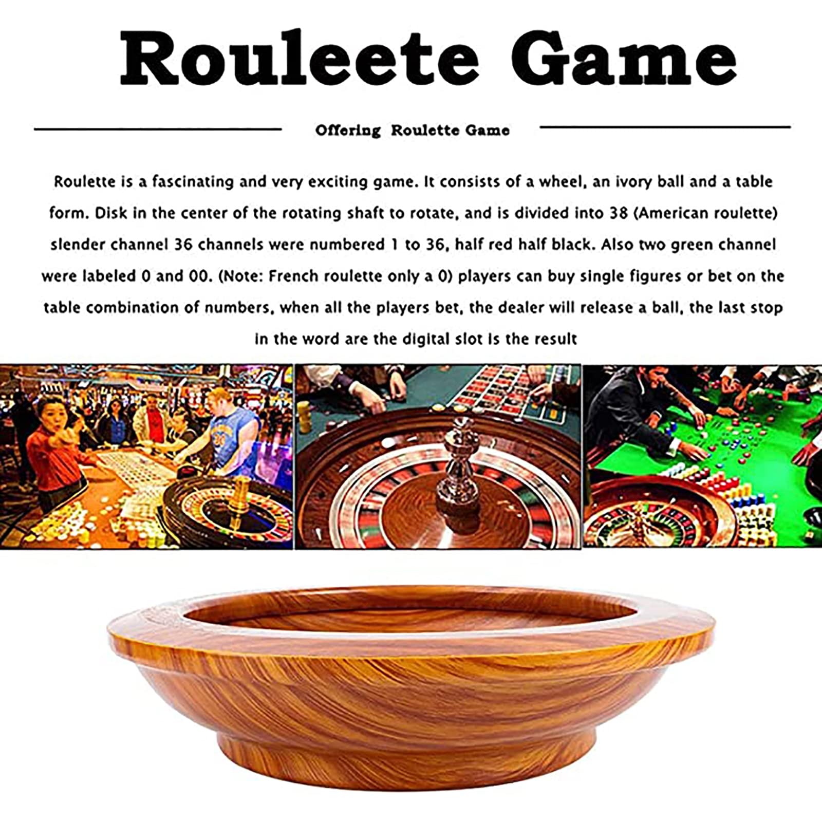 Roulette-Tisch Roulette-Rad-Set Holz-Plattenspieler Roulette-Rad-Set Spaß Freizeit Unterhaltung Tischspiele Für Erwachsene Kinderverlosung Plattenspieler,Braun