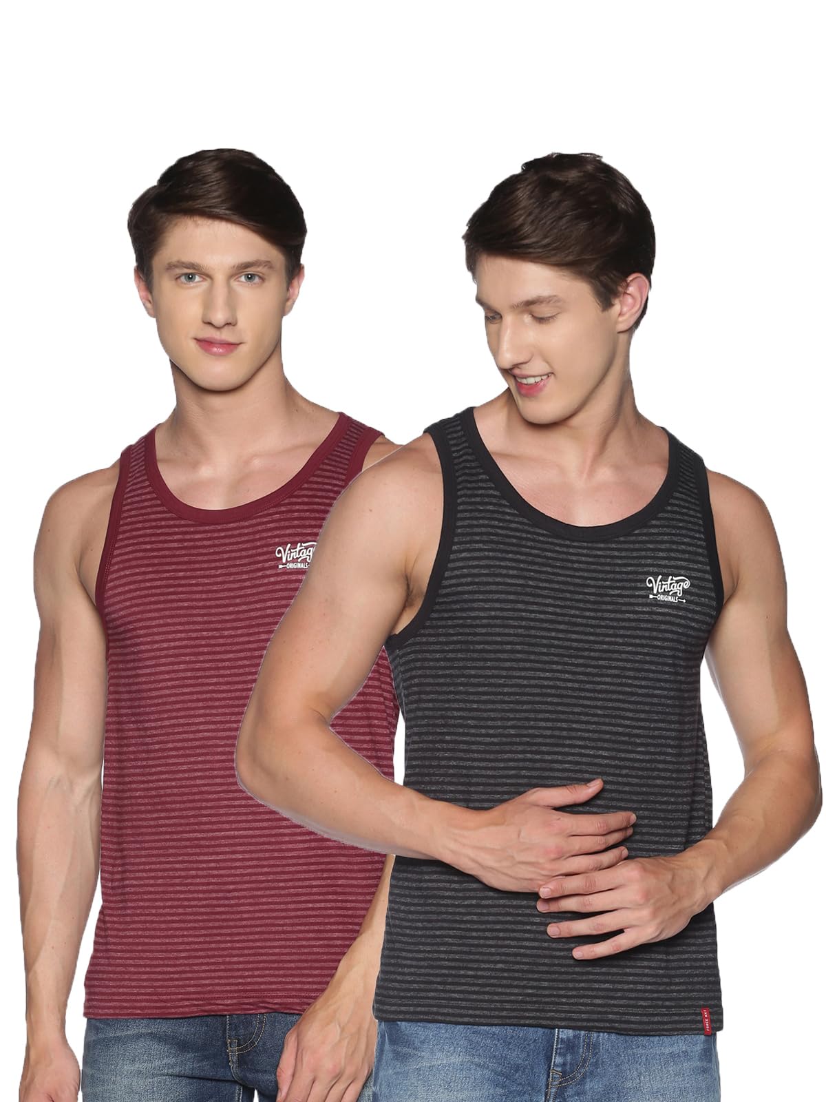 force nxt Printed Gym Vest for Men Pack of 2 | Super Combed Cotton Gym Tank | Regular Fit, Scoop Neck Ganji | Breathable, Sleeveless Men's Sports & Yoga T-Shirt-picture-36