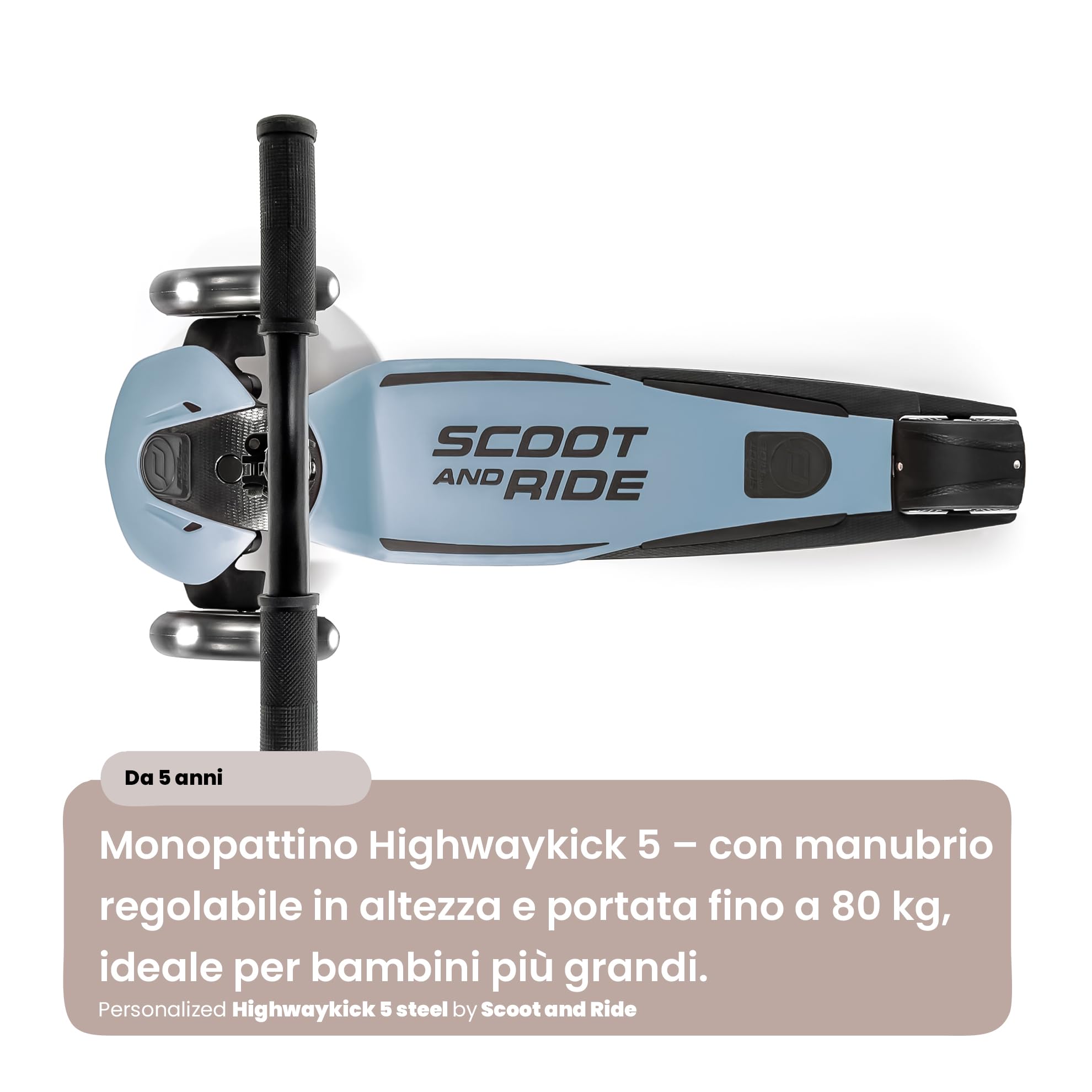 Scoot and Ride Highwaykick 5 – stabile e resistente fino a 80 kg – per bambini dai 5 anni – personalizzato con nome