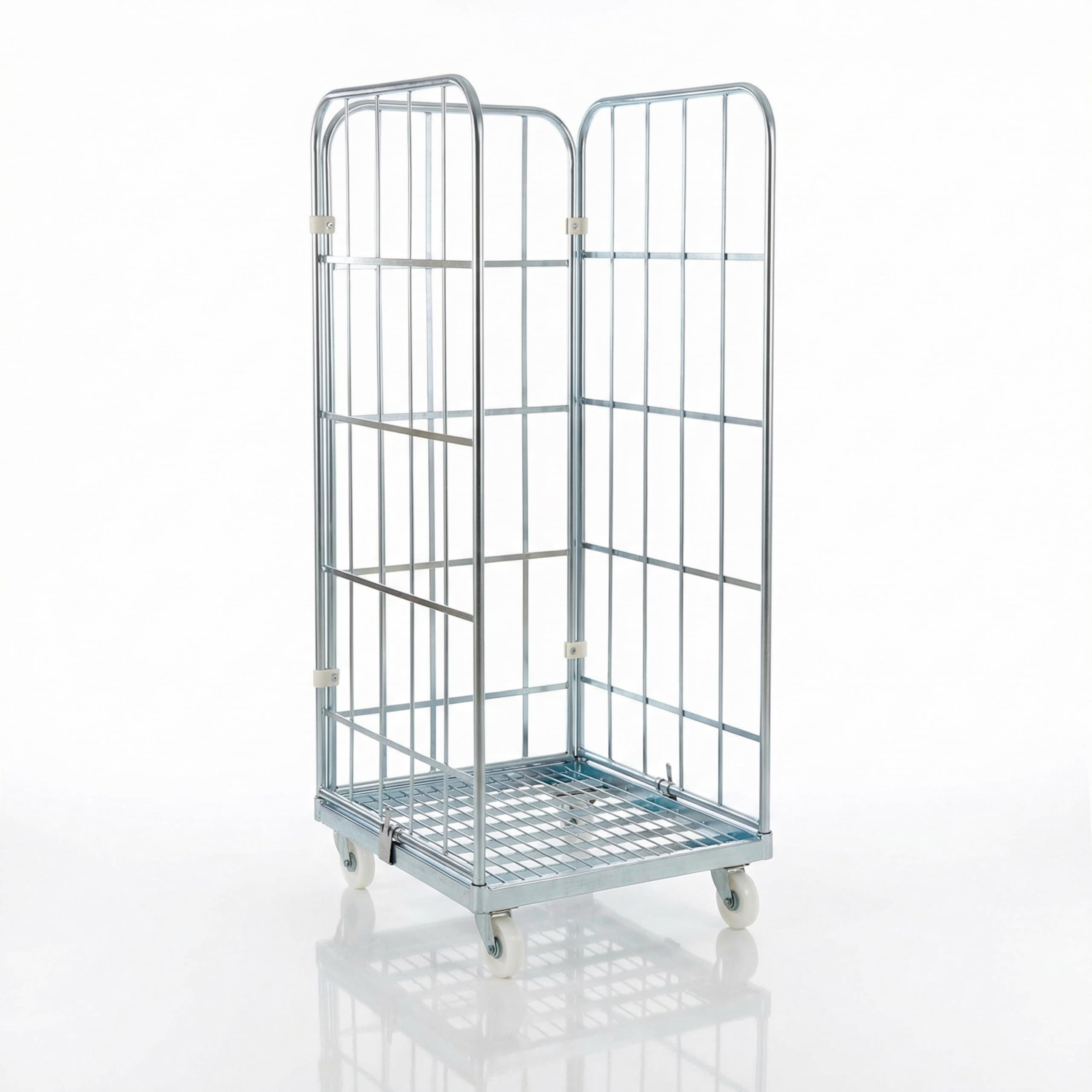 3-seitiger Stahlrollbehälter 1460 Metall - Abmessungen außen 710 x 800 x 1640 mm, Langlebig mit Korrosionsresistenter Cr 3-Beschichtung, Ideal für Lager, Logistik & Einzelhandel