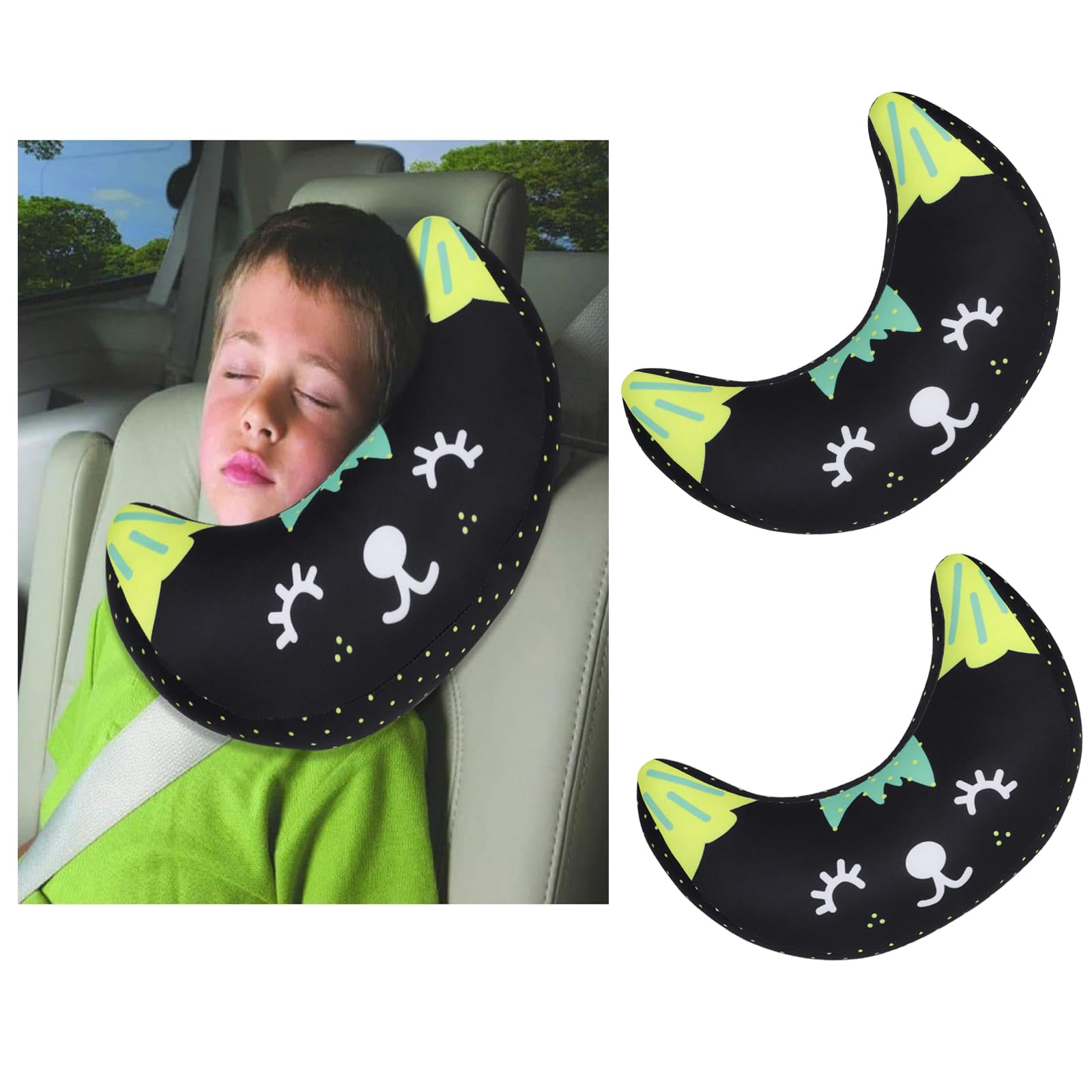 Car Seat Belt Cover for Kids Soft Comfort Seat Belt Shoulder Pad Safety Shoulder Strap Cushion Shoulder Protector Travel Pillow Head Neck Support Universal Fit Car Accessories for Children Boys Girls