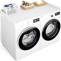 Vista 11 de Aheaplus Encimera para lavadora y secadora, organización de lavandería con almohadillas antideslizantes, cubierta de estante de madera con rieles