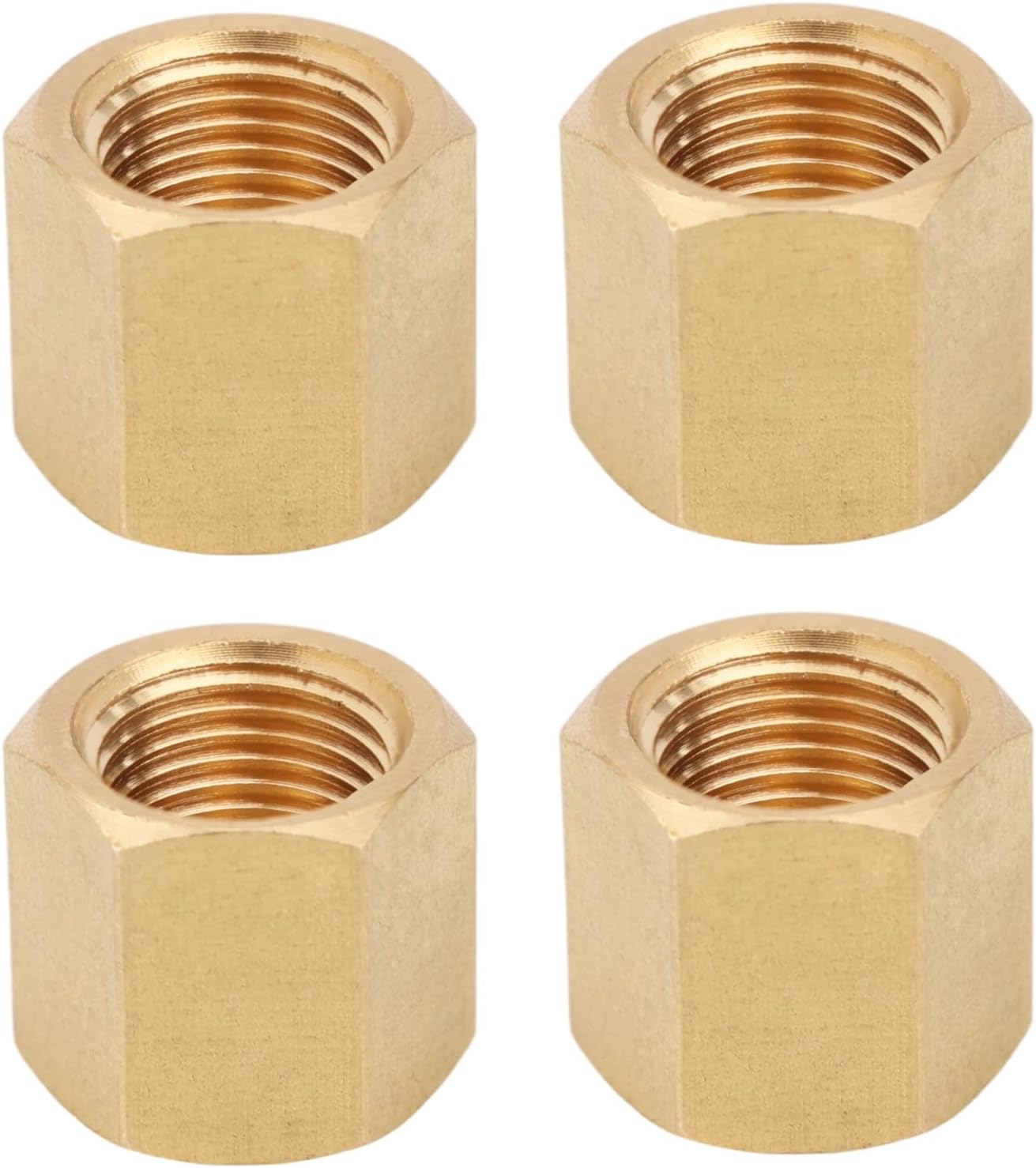 4pcs 1/8" NPT Brass Pipe Caps, External Hex Head Brass Compression Cap, Durable Stop Valve Female End, Faucet Plug Fittings for Oil Gas Line & Garden Water Hose