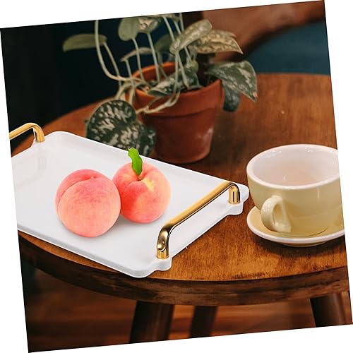 Miniatura 8 de KICHOUSE Bandeja de almacenamiento de plástico con asas para mesa de café, juego de té, desayuno, comida rápida, bandeja rectangular elegante
