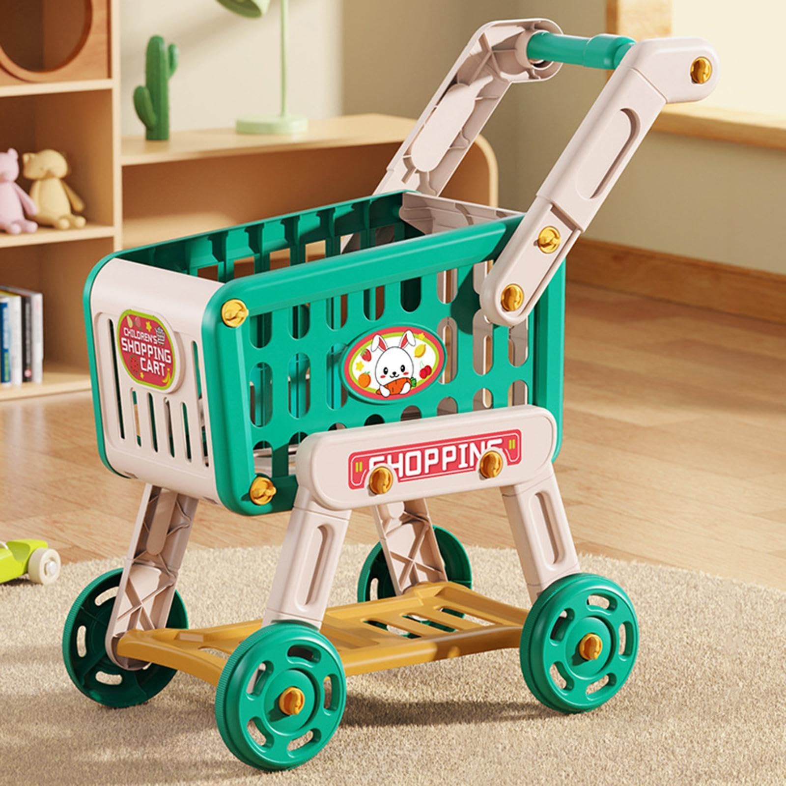 Carrito de Supermercado de Juguete para Niños para Juego Interactivo Y, Verde