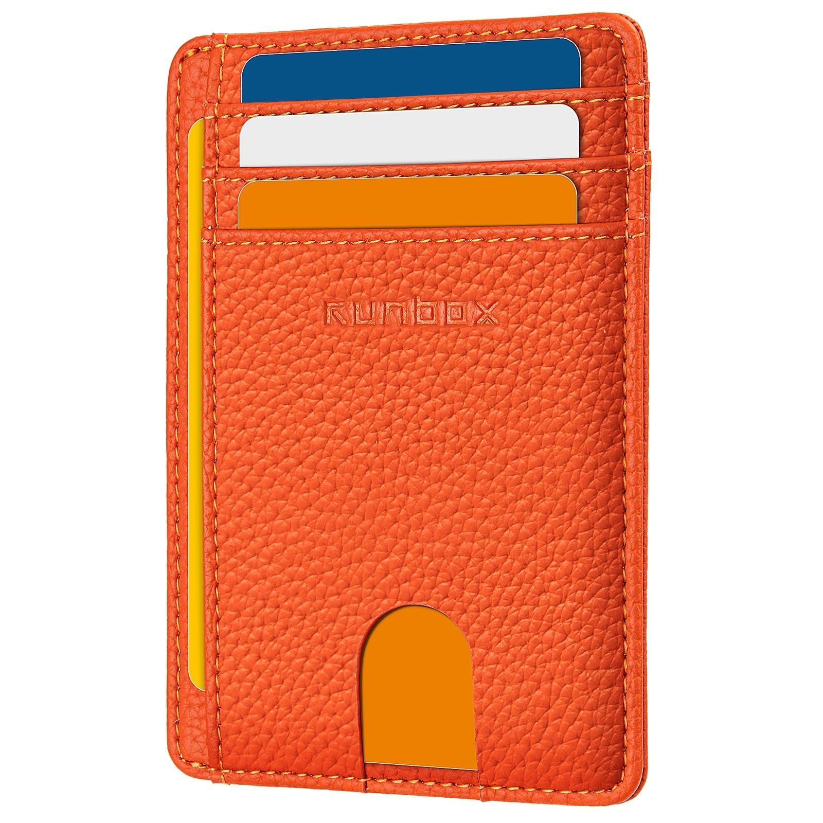 RUNBOX Slim Wallet for Men and Women, RFID Blocking Leather Card Holder