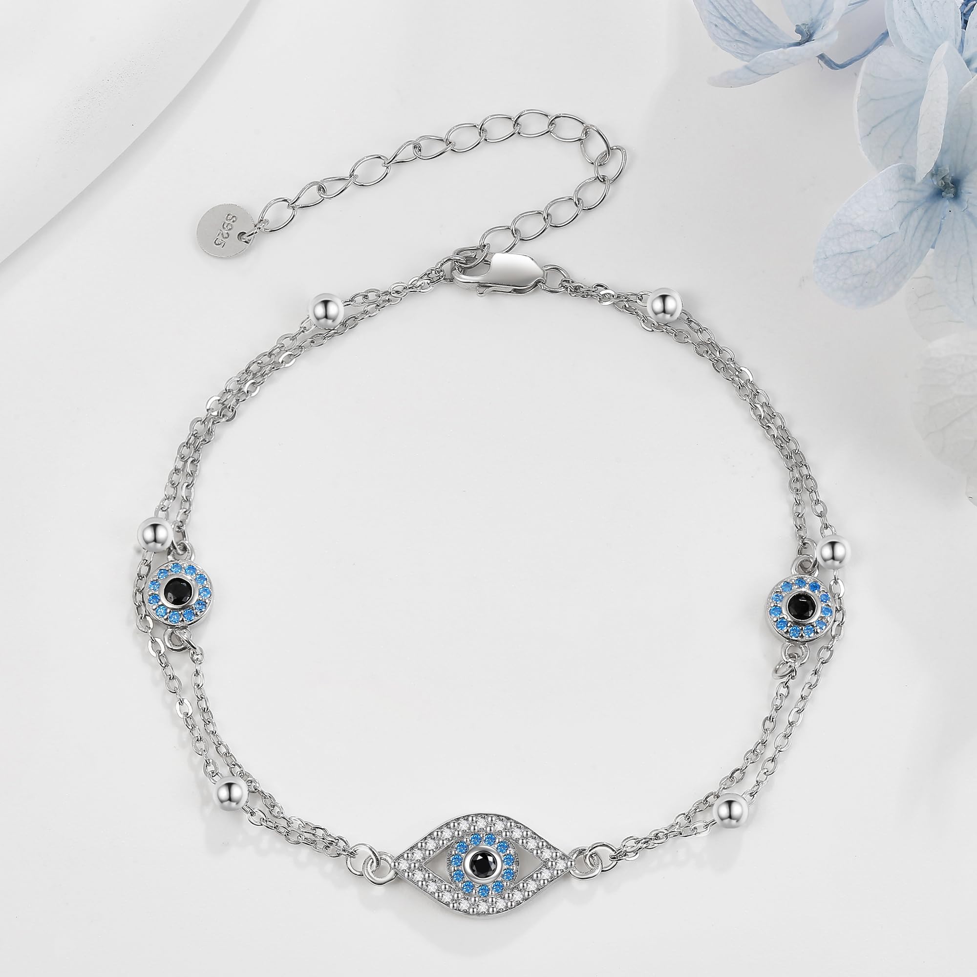 Armbänder mit bösem Blick S925 Sterlingsilber Armbänder für Frauen Silberner Schmuck