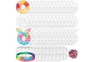Riceshoot 65 Pcs White Tie Dye Scrunchies, Headband, Hair Ties