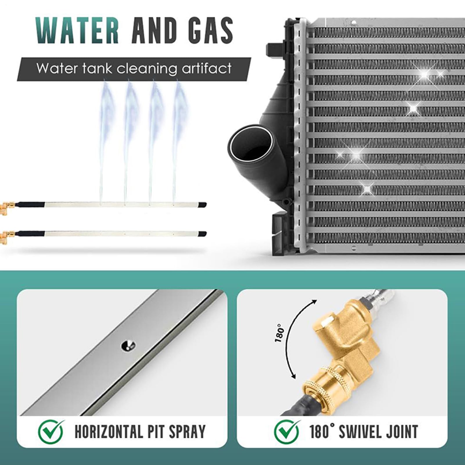 Herramienta De Limpieza De Radiador - Para Radiadores | Herramienta De Limpieza In Acero Inoxidable, Soplador Preciso Antifugas Con Rotación 180° Para Coche Autocaravana HVAC AC AC Refrigerador