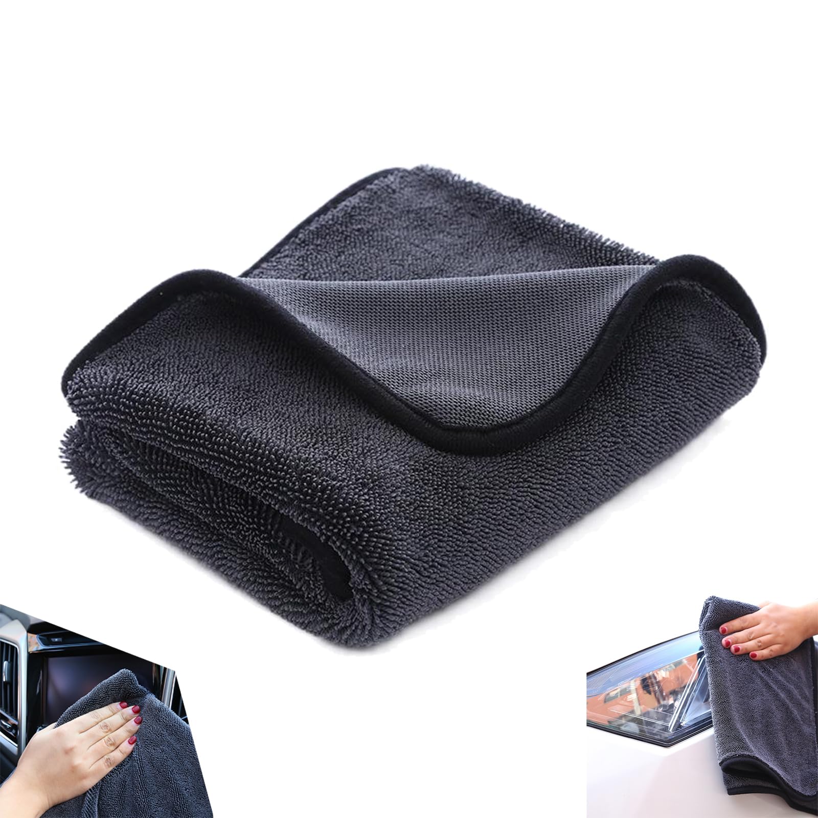 MEIION Waterjake Ultra-Wipes - Panni asciutti ultra spessi in microfibra, per lucidatura, lavaggio e dettagli di auto e casa