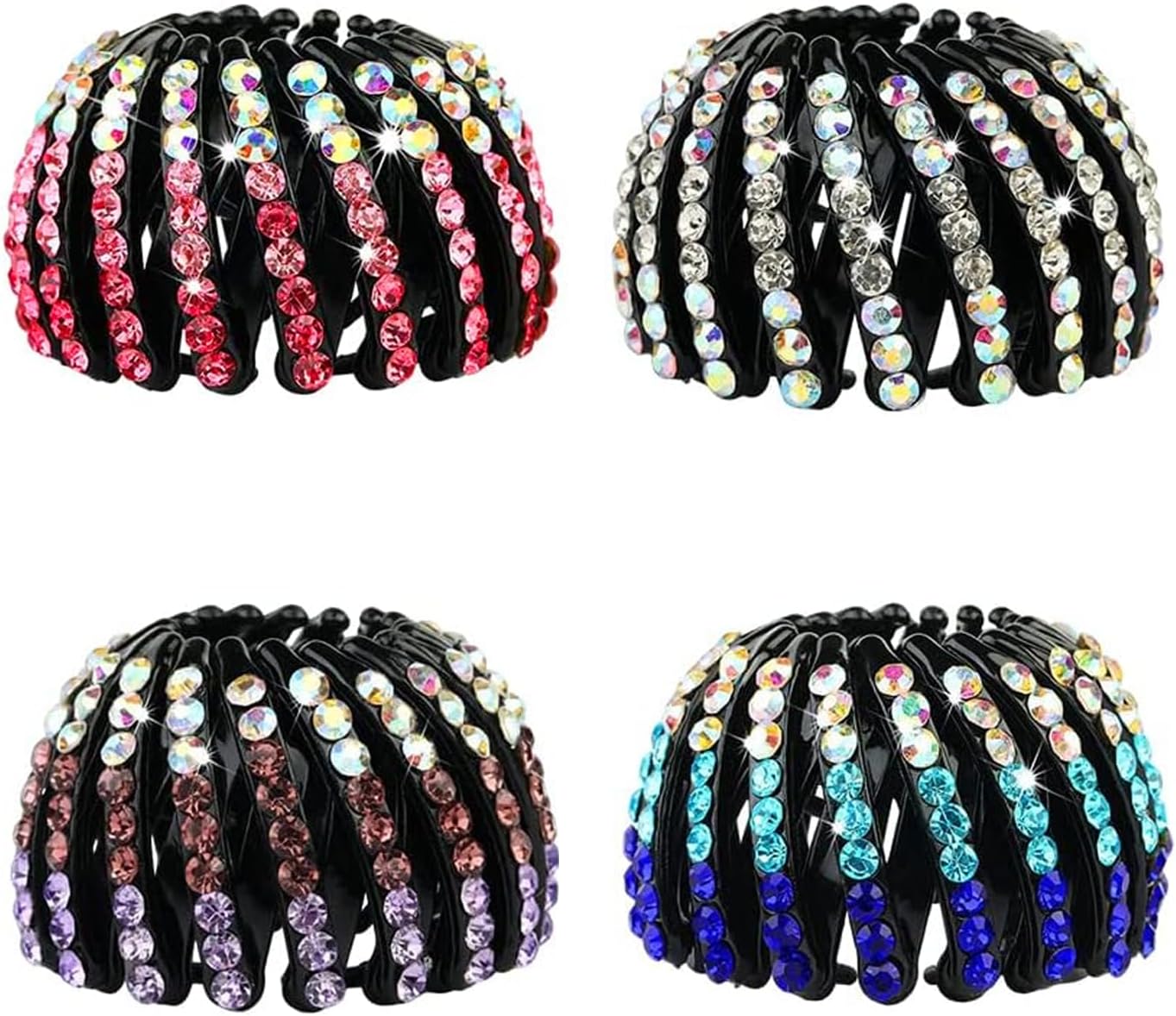 4Pcs Vintage Birds Nest Hair Clips Rhinestone Expandable Bird Nest Hair