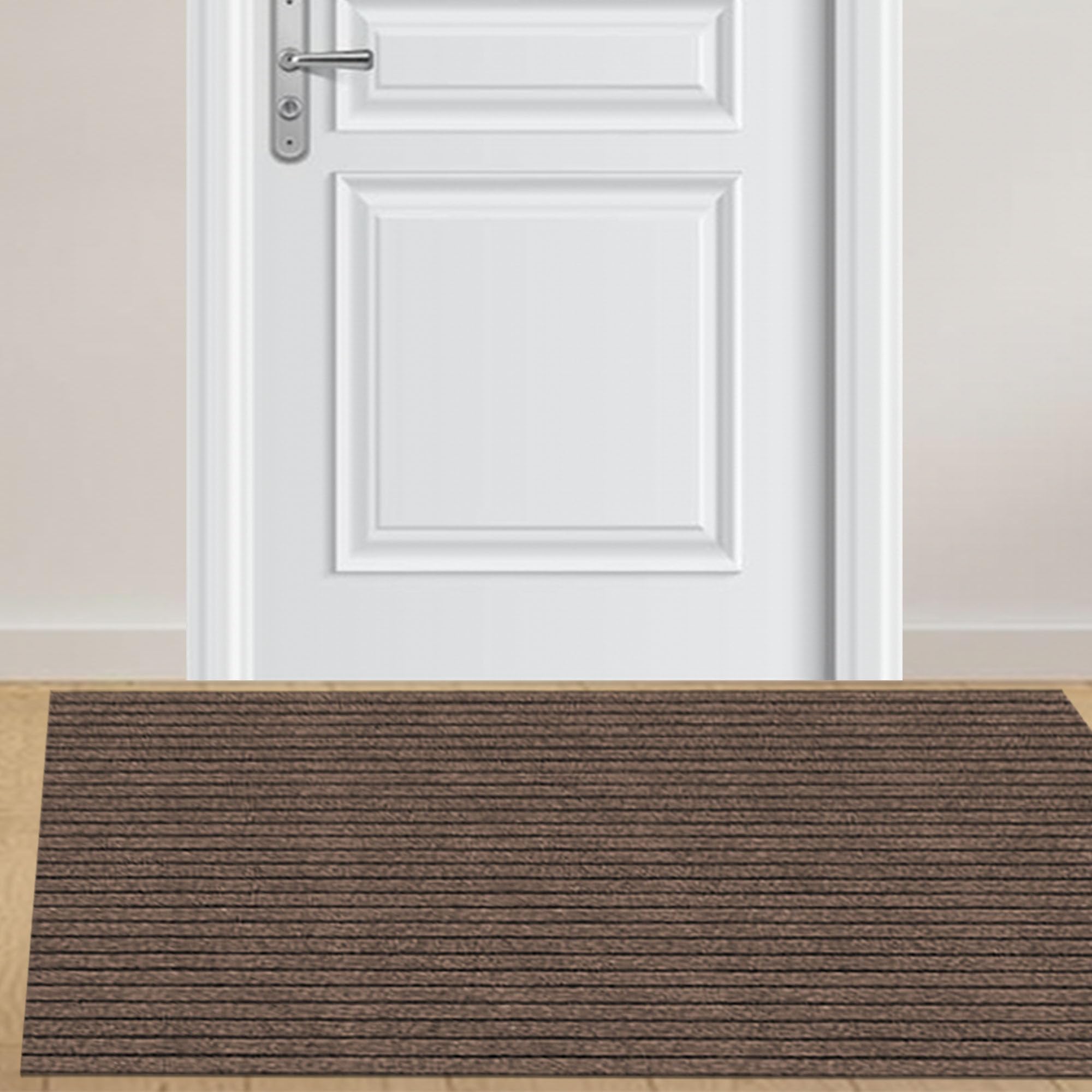 Paillasson d'intérieur 55x104 cm marron antidérapant pour entrée