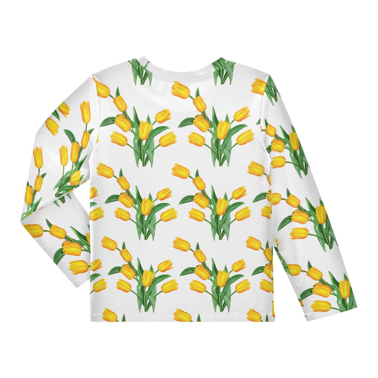 Yellow Tulips Flower Boy's Rash Guard Swim Shirt Long Sleeve Sun Shirt for Toddler Kid UPF50+ 3T