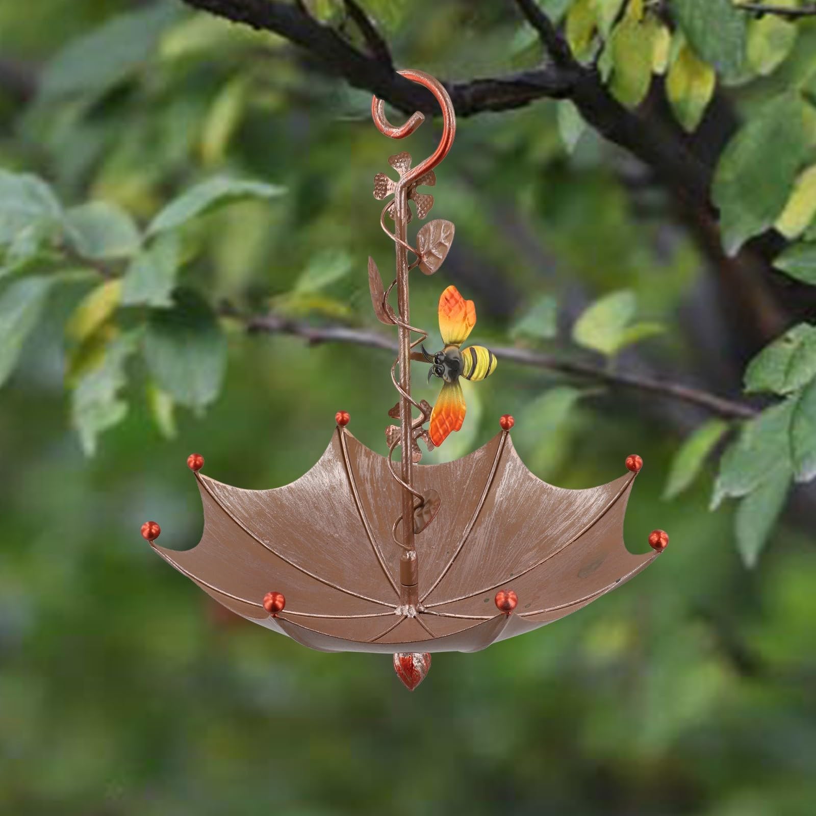 Mangiatoia per uccelli da appendere in metallo, a forma di farfalla, ape, libellula, per uso in giardino e spaziosa per nutrire vari uccelli (farfalla)