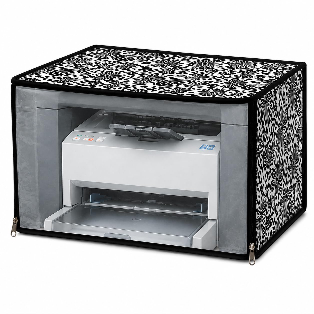 HomeStore-YEP Printer Cover Compatible with HP 1005 Printer | Dustproof & Protective Cover with Zipper Closure | Durable Black Fabric | Full Coverage | Black Bail Design-image-20