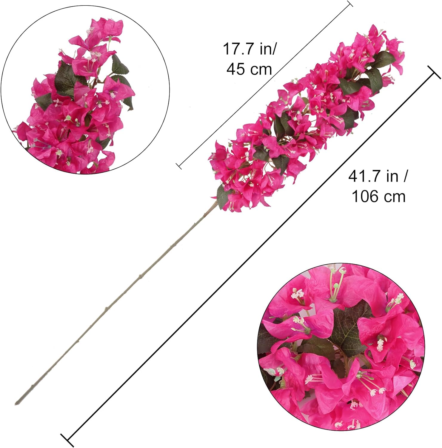 IPOPU 4PCS Bougainvillea Artificial Flowers 42" Long Stem Pink Faux Silk Bougainvillea Flowers Fake Hanging Flower Branches for Wedding Table Centerpieces Home Garden Arch Wall Decorations (Deep Pink) - Image 5