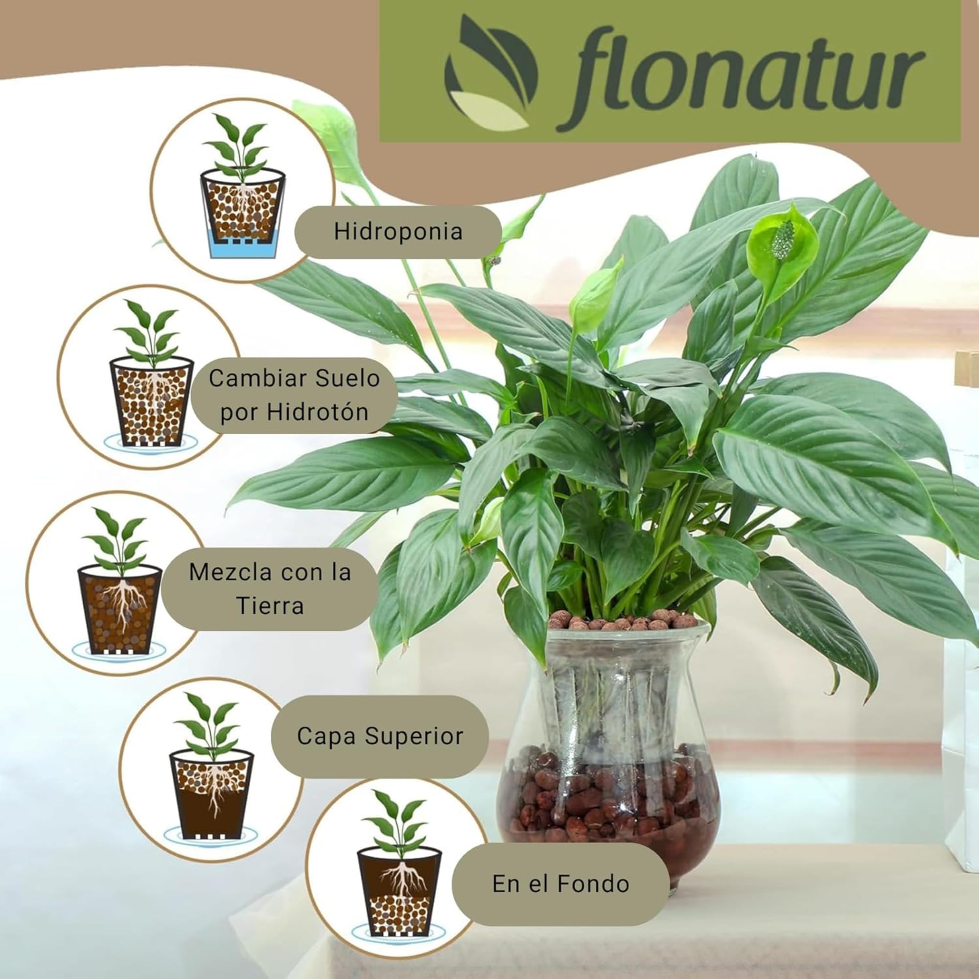 Flornatur Arlita Expandida para Plantas | Bolitas para Macetas y Jardines| Arlita para Drenaje | Forma de Bolas | Tierra Húmeda para Suelo (8 Sacos de 20 litros)