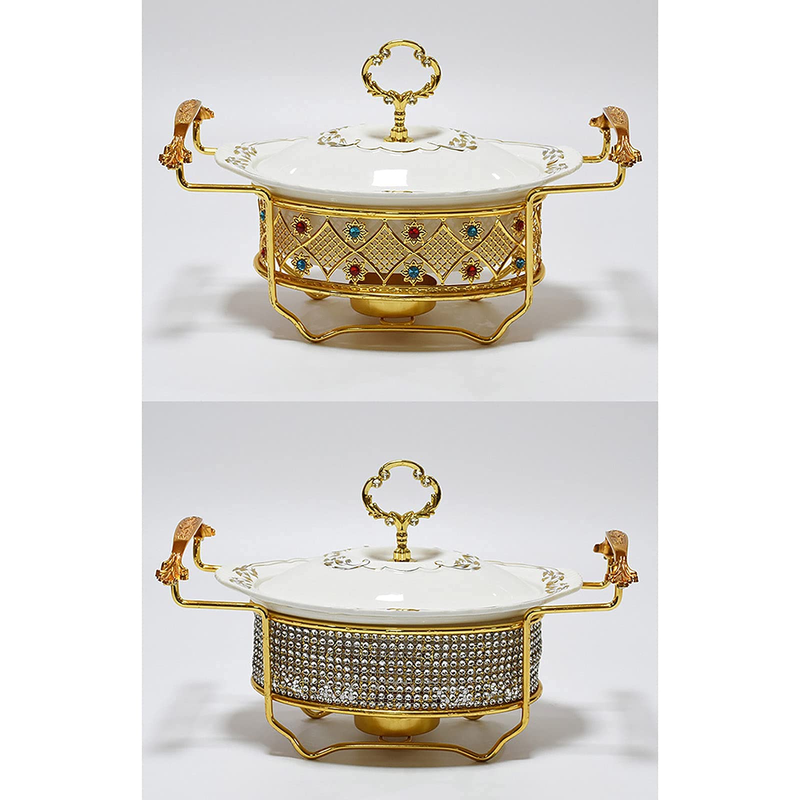 Set da Buffet per Scaldavivande da Chef, Scaldavivande in Ceramica con Decorazione A Diamante, Set di Scaldavivande E Scaldavivande per Buffet, per Catering A Buffet, Feste in Cucina, A, B